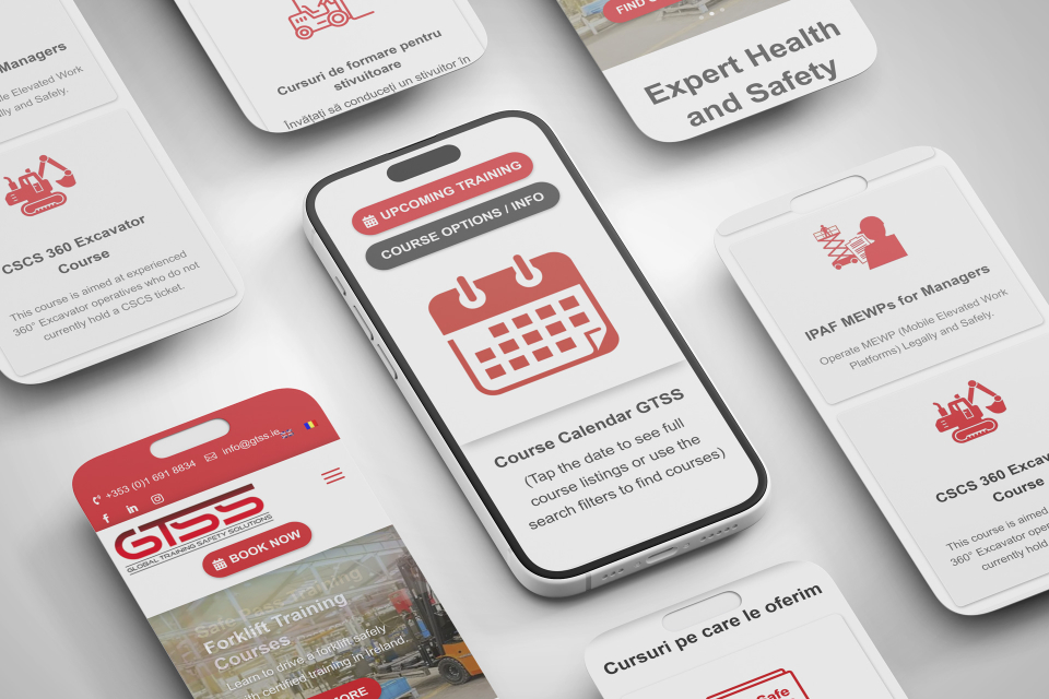 GTSS Global Training Safety Solutions Website Showcase Flatlay iPhones and mobile screens DesignBurst