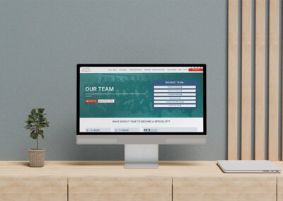 Veterinary Specialist Ireland Team Page with internal navigation mockup on Modern office desk by DesignBurst