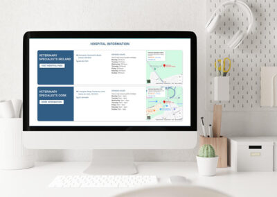Veterinary Specialists Ireland hospital locations Cork and Meath with simple UX DesignBurst for web