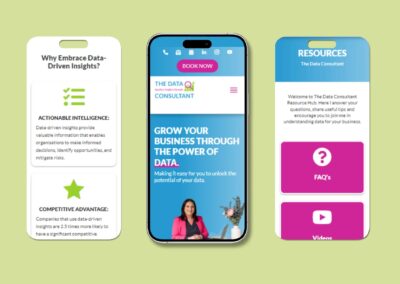 The Data Consultant website mockup mobile view flatlay