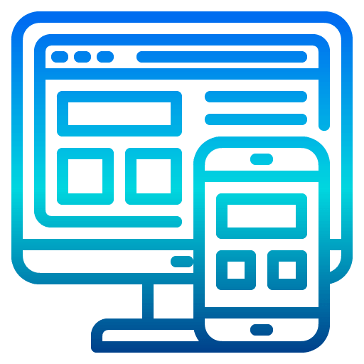 Custom website design by DesignBurst gradient linework icon showing website mobile and desktop